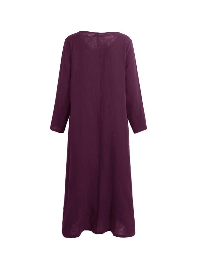 Generic - Solid V-Neck Maxi Dress Purple - Image 1