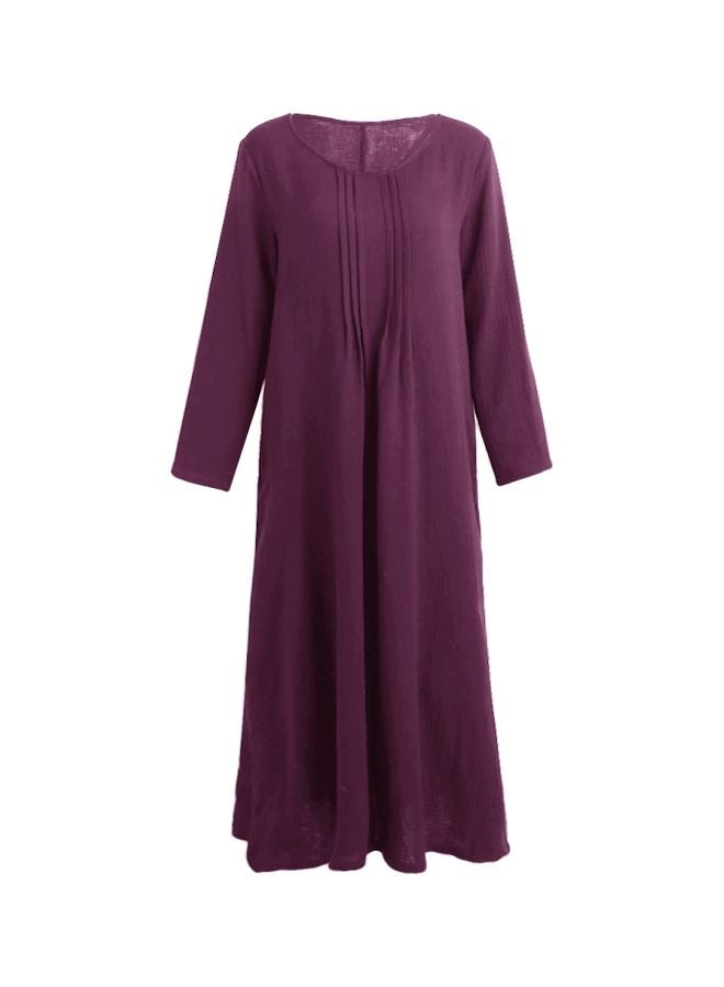 Generic - Solid V-Neck Maxi Dress Purple - Image 1