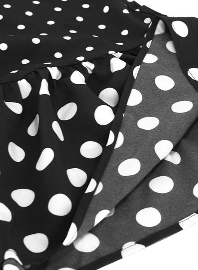 Polka Dot Printed Mini Dress Black/White - Image 4