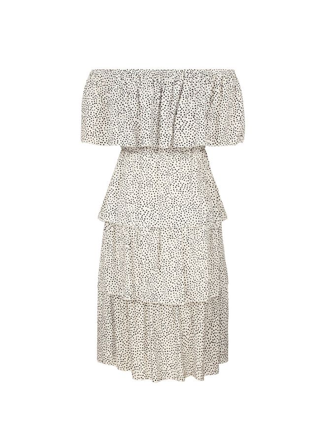 Polka Dotted Ruffle Dress White/Black  - Image 2