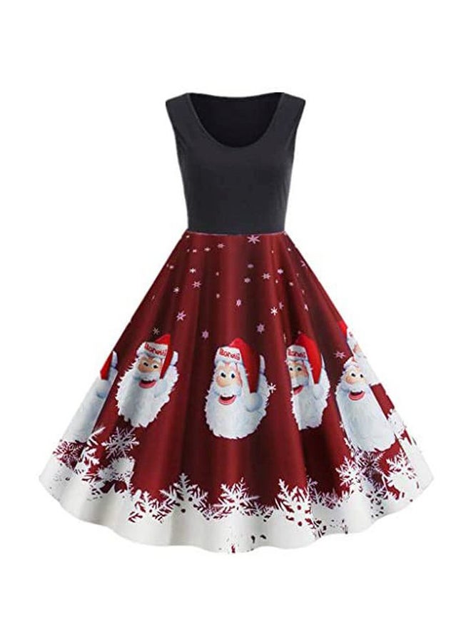 Santa Clause Printed Dress Black/Red/White  - Image 1