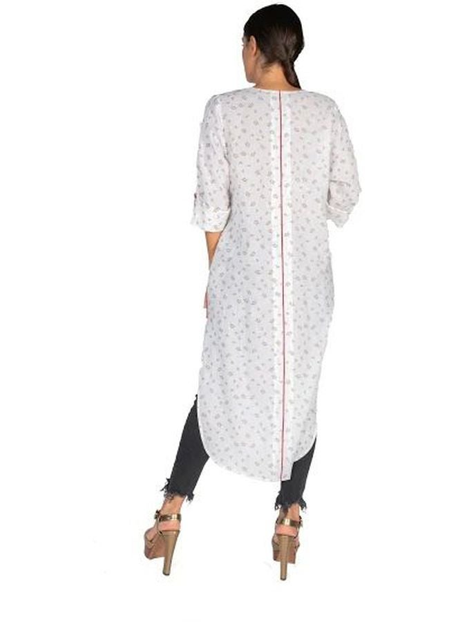 Sana'a Kayum Printed Long Shirt Kurta White/Pink/Black  - Image 2