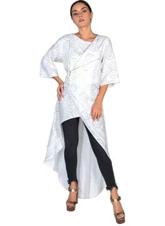 Sana'a Kayum Printed Overlap Jacket White/Blue/Green  - Image 1