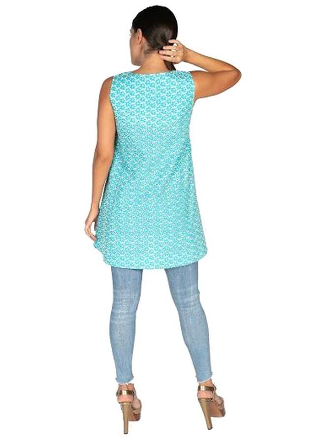 Sana'a Kayum - Printed Tent Tunic Teal - Image 1