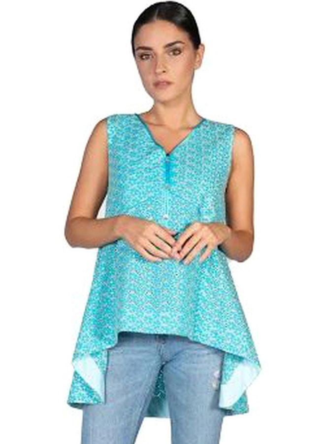 Sana'a Kayum - Printed Tent Tunic Teal - Image 1