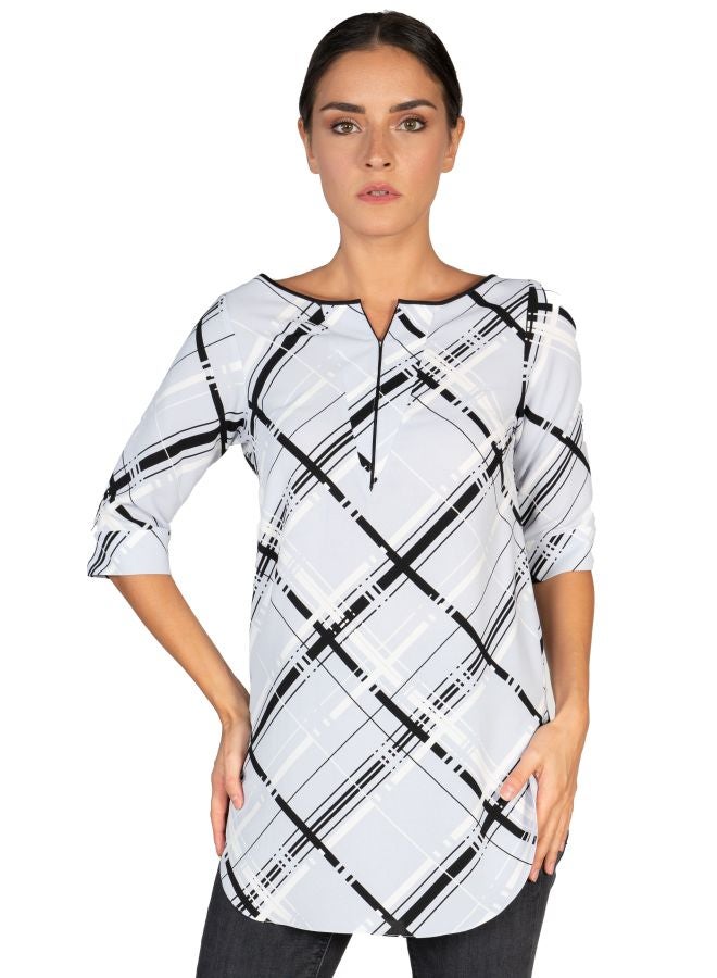 Sana'a Kayum Printed Tunic Grey/Black - Image 1