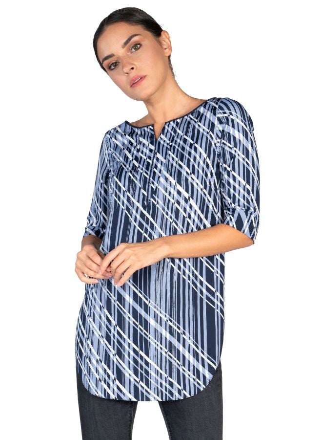 Sana'a Kayum Printed U Shaped Tunic Navy/White - Image 1