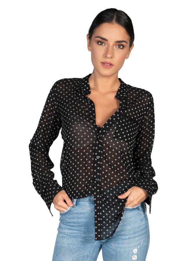 Sana'a Kayum Polka Dot Printed Blouse Black/White  - Image 1