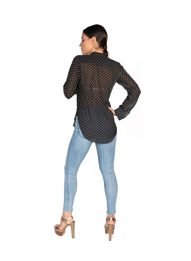 Sana'a Kayum Polka Dot Printed Blouse Black/White  - Image 2