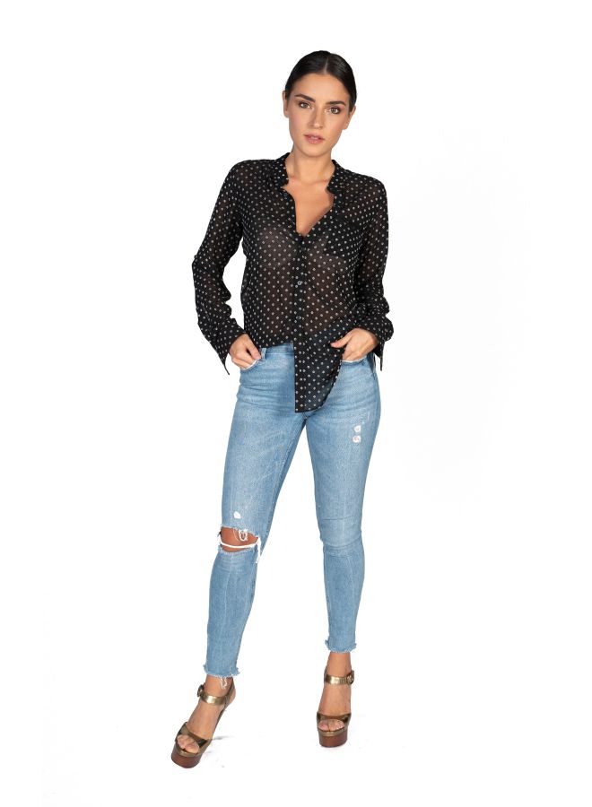 Sana'a Kayum Polka Dot Printed Blouse Black/White  - Image 5