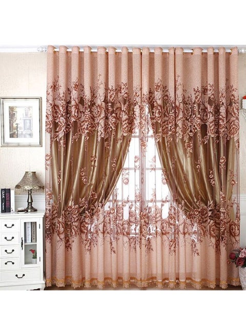 Floral Jacquard Window Curtain Coffee 33x28x2.8cm