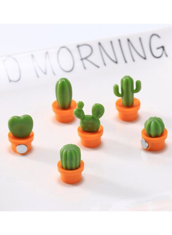 6-Piece Decorative Cactus Fridge Magnet  Set Green/Orange 8.75x6.2x2.75cm - Image 2