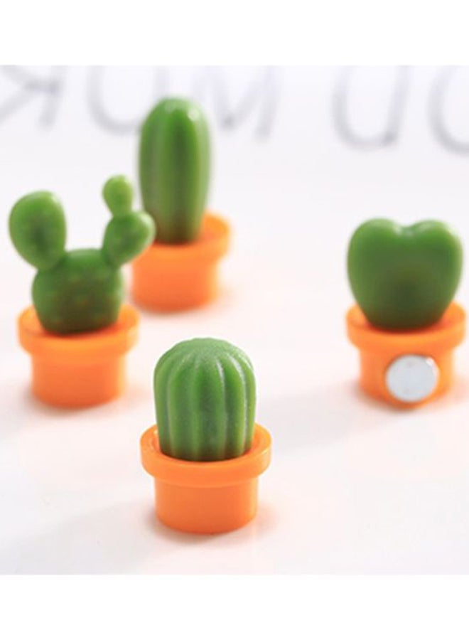 6-Piece Decorative Cactus Fridge Magnet  Set Green/Orange 8.75x6.2x2.75cm - Image 3