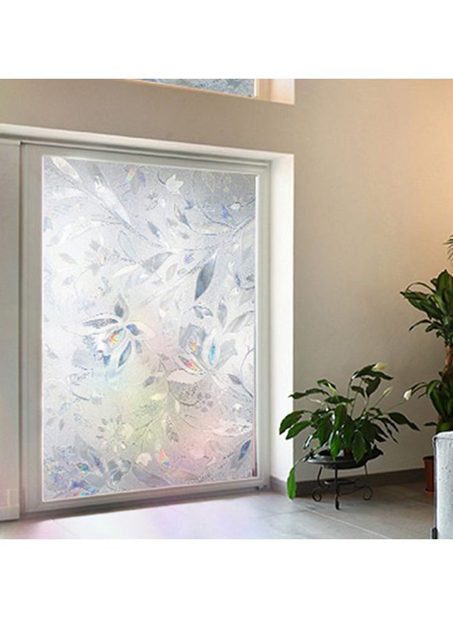 ملصق زجاجي ذاتي اللصق برسمة زهور. شفاف 100x45سم  - Image 1