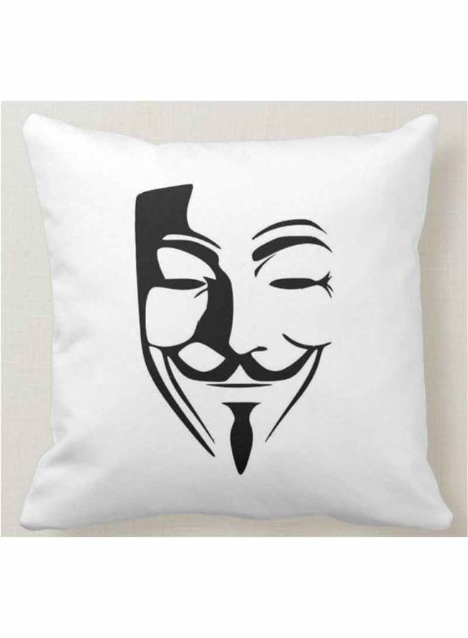 فرست بيس وسادة زينة بطبعة قناع 'Anonymous' أبيض 40x40سم - Image 1