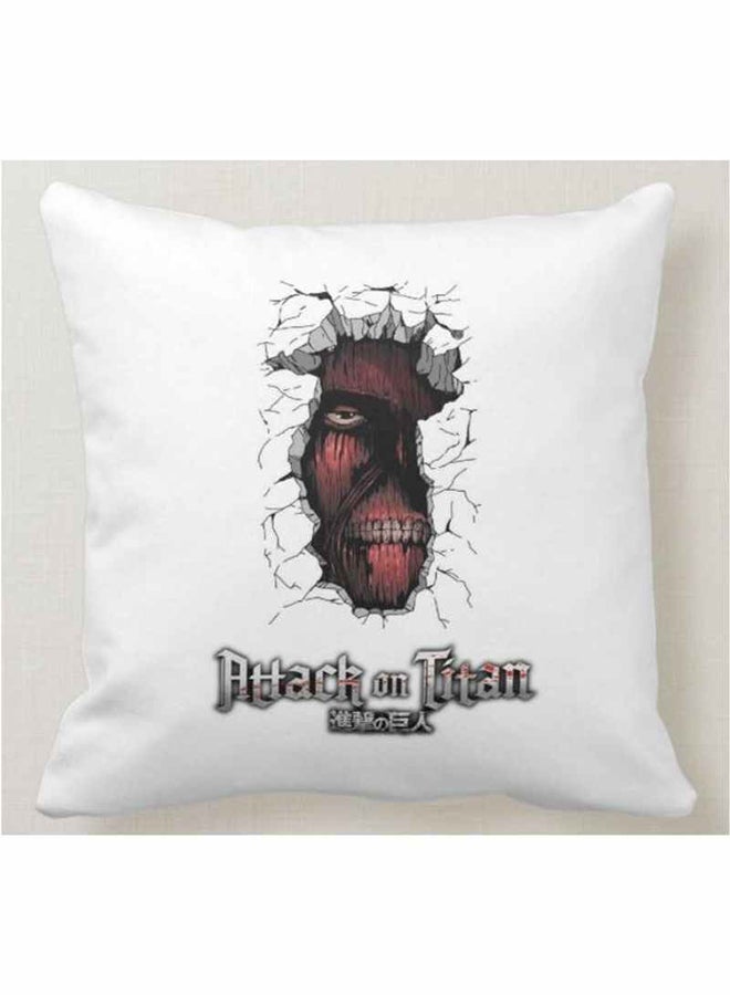 1st Piece Attack On Titan Printed Decorative Pillow White 40x40centimeter  - Image 1