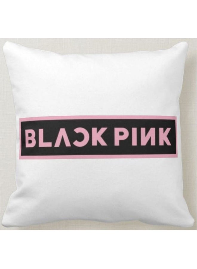 فرست بيس وسادة زينة بطبعة شعار أبيض 40x40سم - Image 1