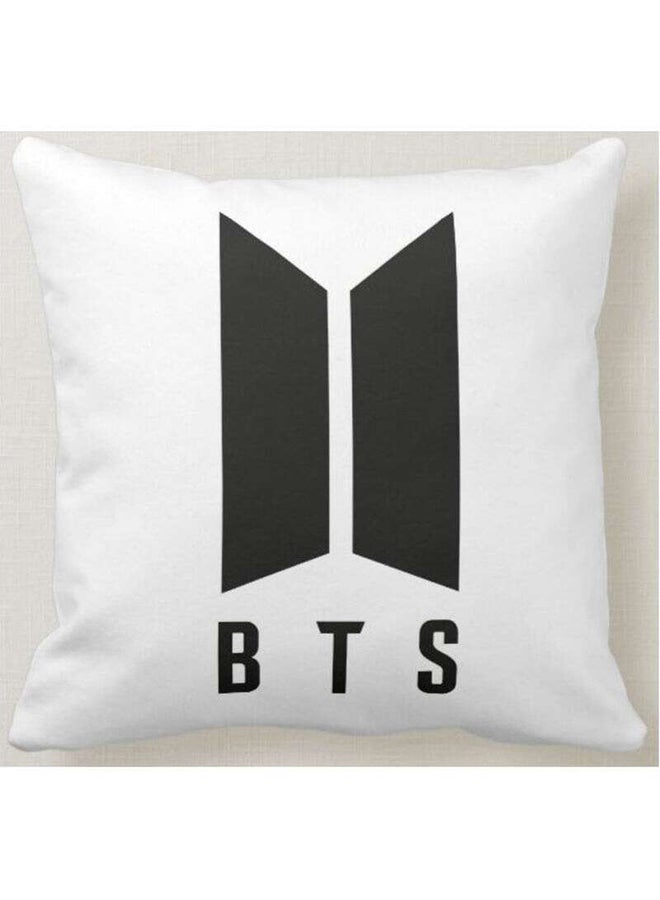 1st Piece BTS Logo Printed Decorative Pillow White 40x40centimeter - Image 1