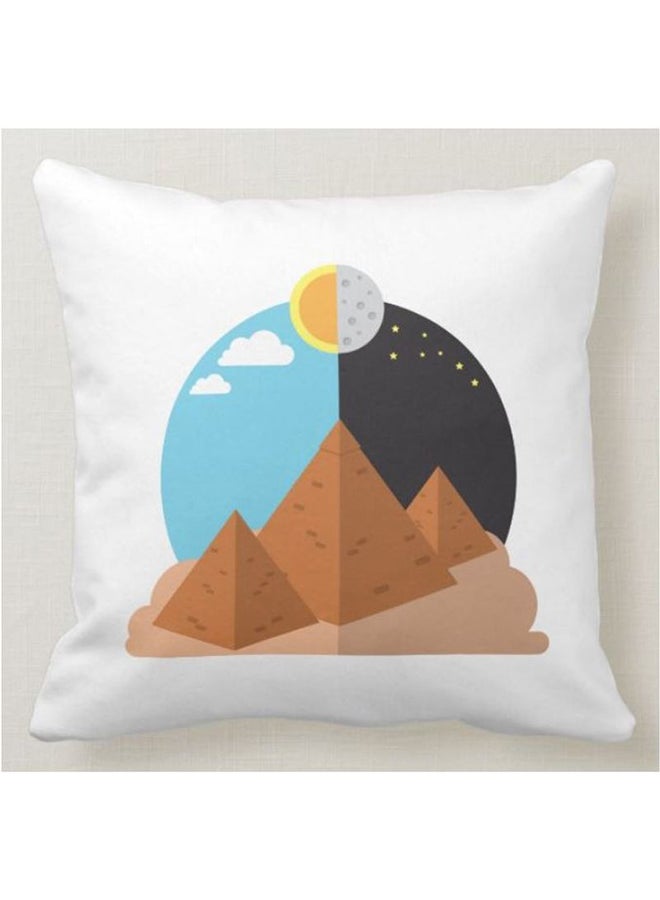 1st Piece Day And Night Pyramids Printed Decorative Pillow White 40x40cm  - Image 1