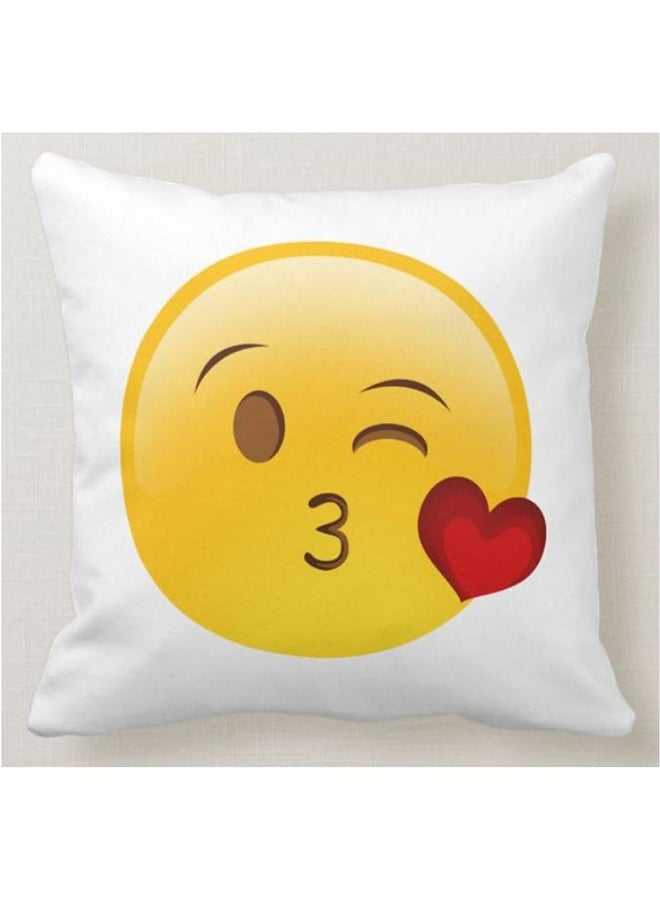 1st Piece Emoji Printed Decorative Pillow White 40x40cm - Image 1