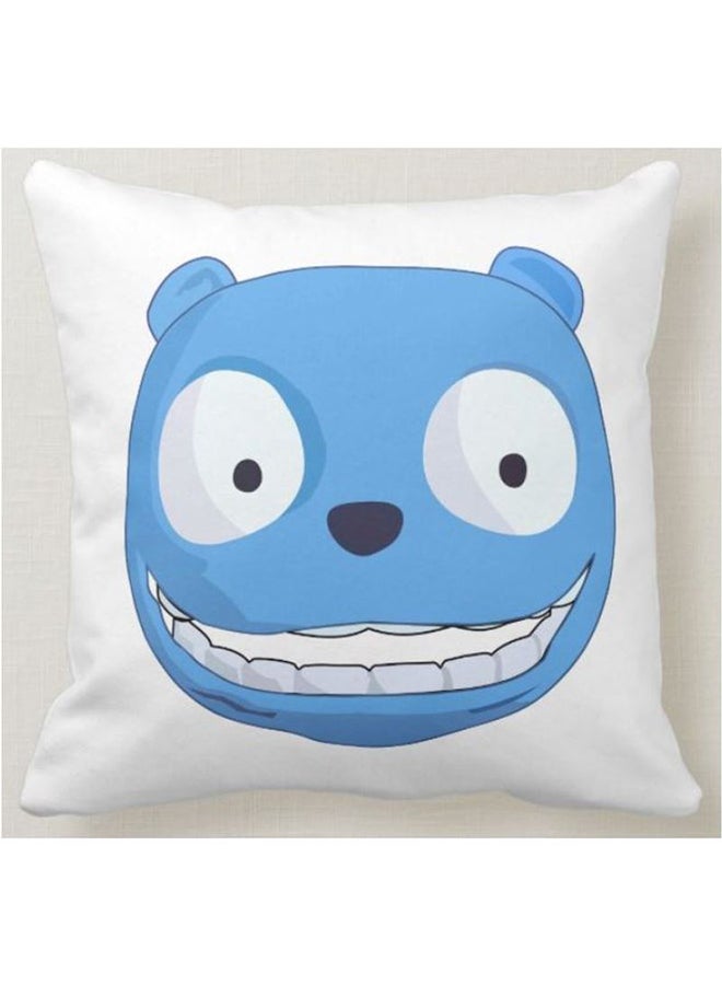 فرست بيس وسادة زينة بطبعة دب مبتسم أبيض 40x40سم - Image 1