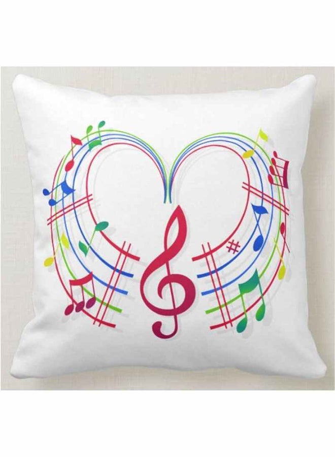 1st Piece Colorful Music Notes Printed Pillow White 40x40cm  - Image 1