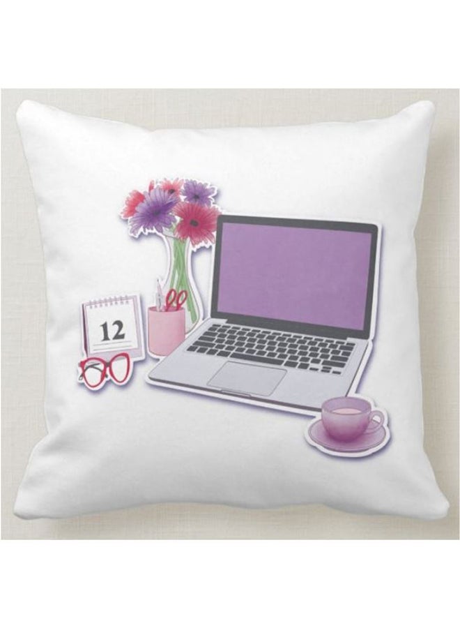 فرست بيس وسادة نوم بطبعة بعنوان "Work Time" أبيض 40x40سم - Image 1