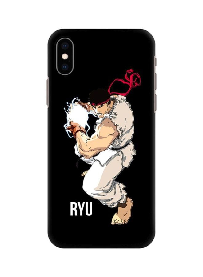 غطاء حماية واقٍ لهاتف أبل آيفون XS ماكس نمط مطبوع بكلمة "Ryu" (أسود)
