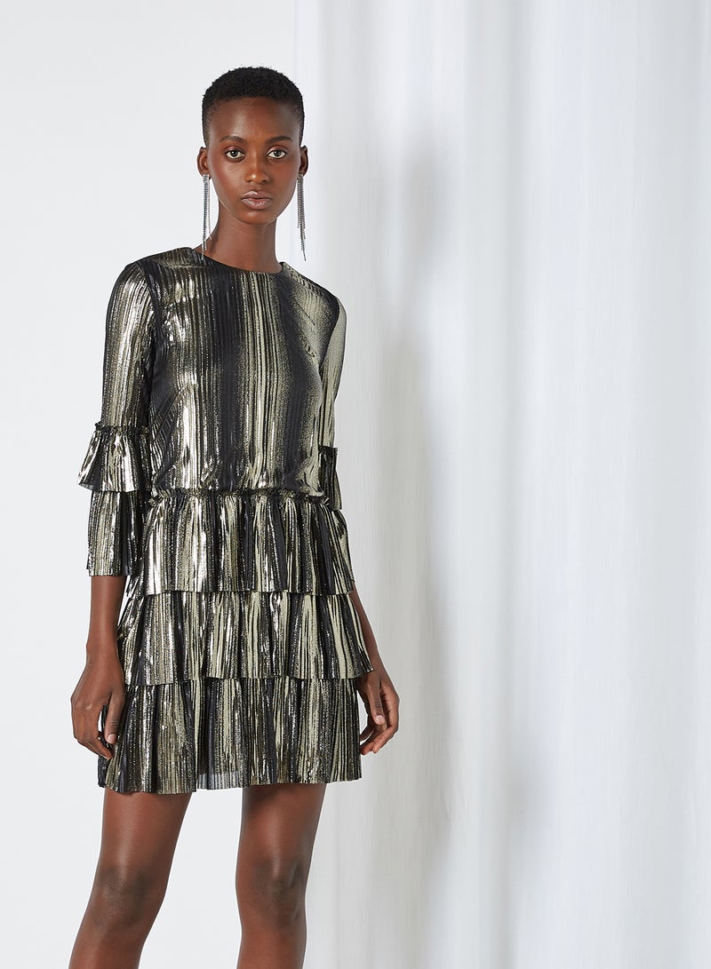 trendyol - Metallic Toned Layered Dress Gold - Image 1