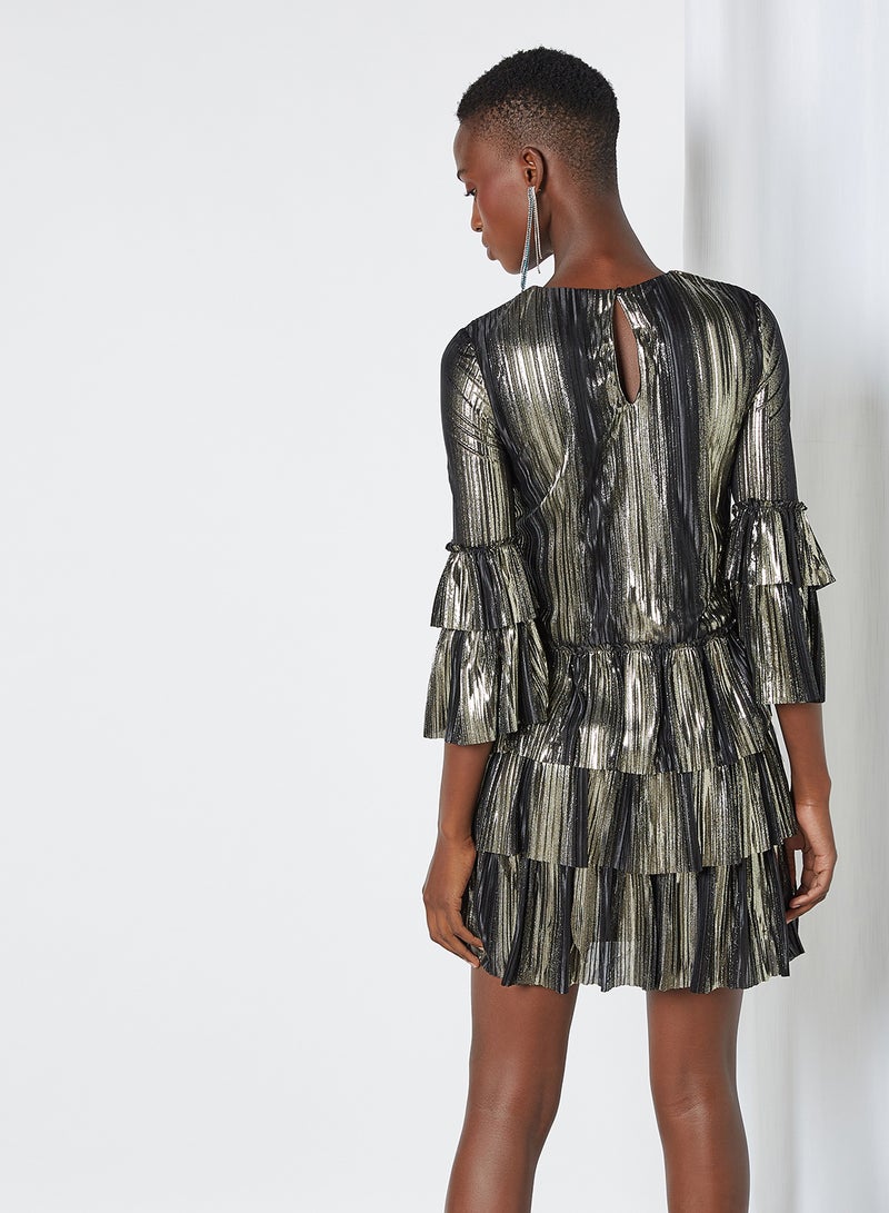 trendyol - Metallic Toned Layered Dress Gold - Image 1