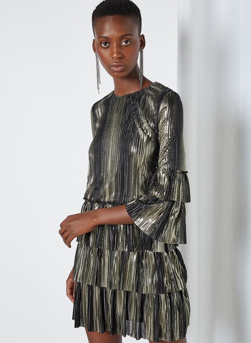 trendyol - Metallic Toned Layered Dress Gold - Image 1