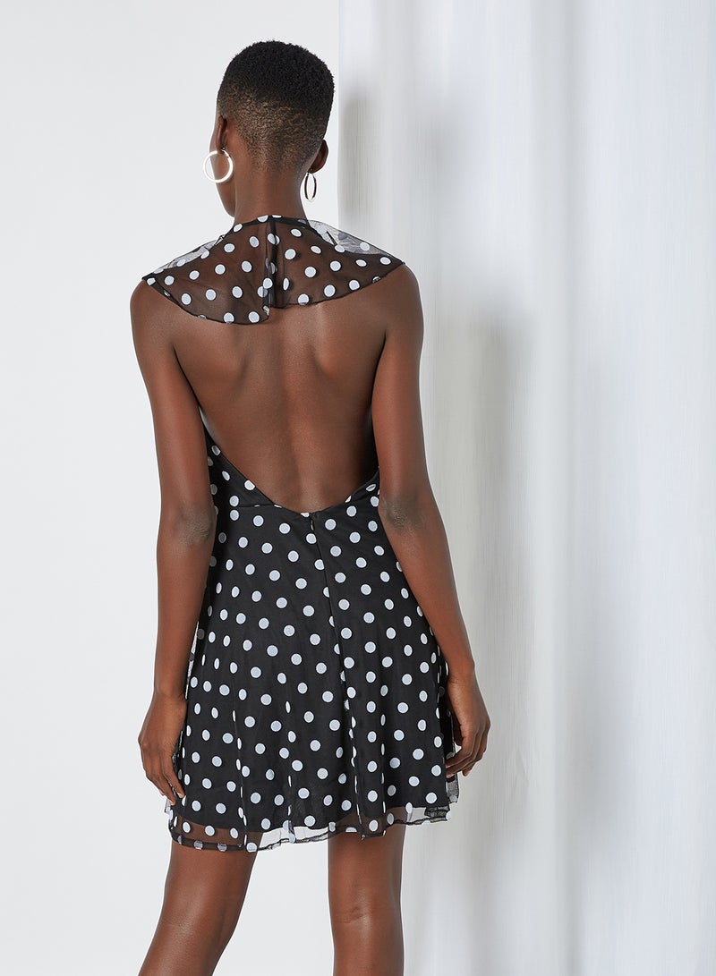trendyol - Polka Dot Print Dress Black - Image 1