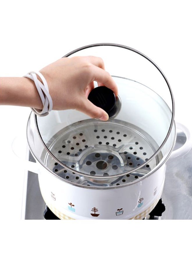 طقم مقابض من الإستانلس ستيل لأغطية الأواني مكون من 5 قطع أسود/ فضي 5x3x4سم - Image 2