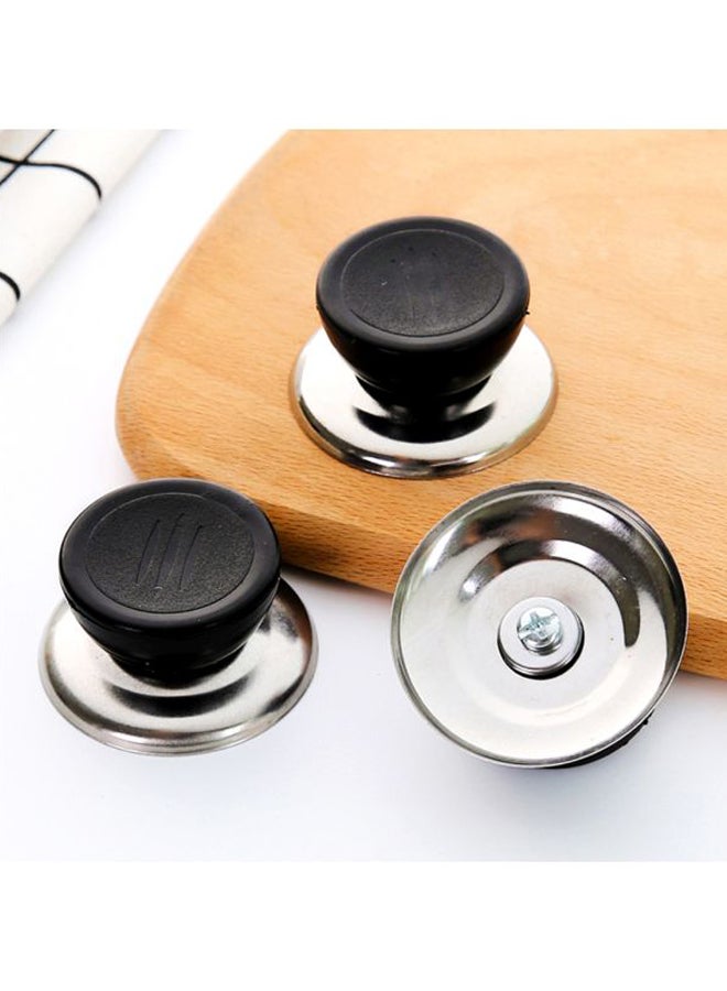 طقم مقابض من الإستانلس ستيل لأغطية الأواني مكون من 5 قطع أسود/ فضي 5x3x4سم - Image 4
