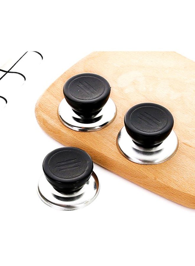 طقم مقابض من الإستانلس ستيل لأغطية الأواني مكون من 5 قطع أسود/ فضي 5x3x4سم - Image 5
