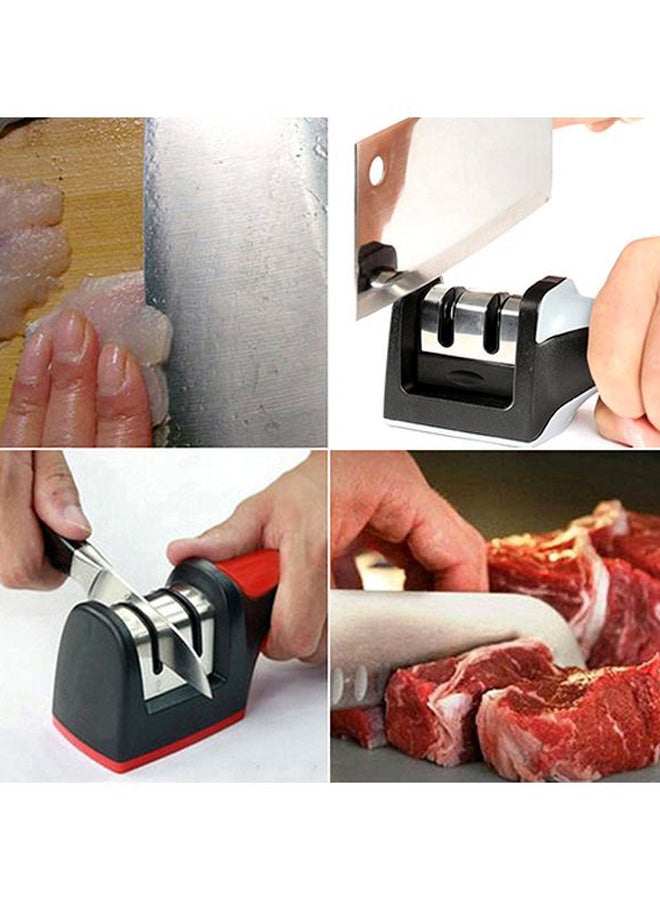 أداة شحذ السكاكين بفتحتين أسود/رمادي/فضي 20.5x7x6سم - Image 3