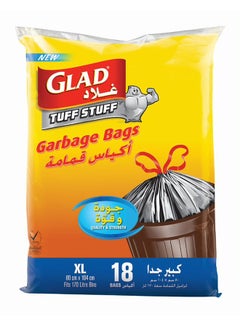 Glad Tuff Stuff Garbage X-Large Bags 170 Litres 18 count Black 80x104cm  - Image 1