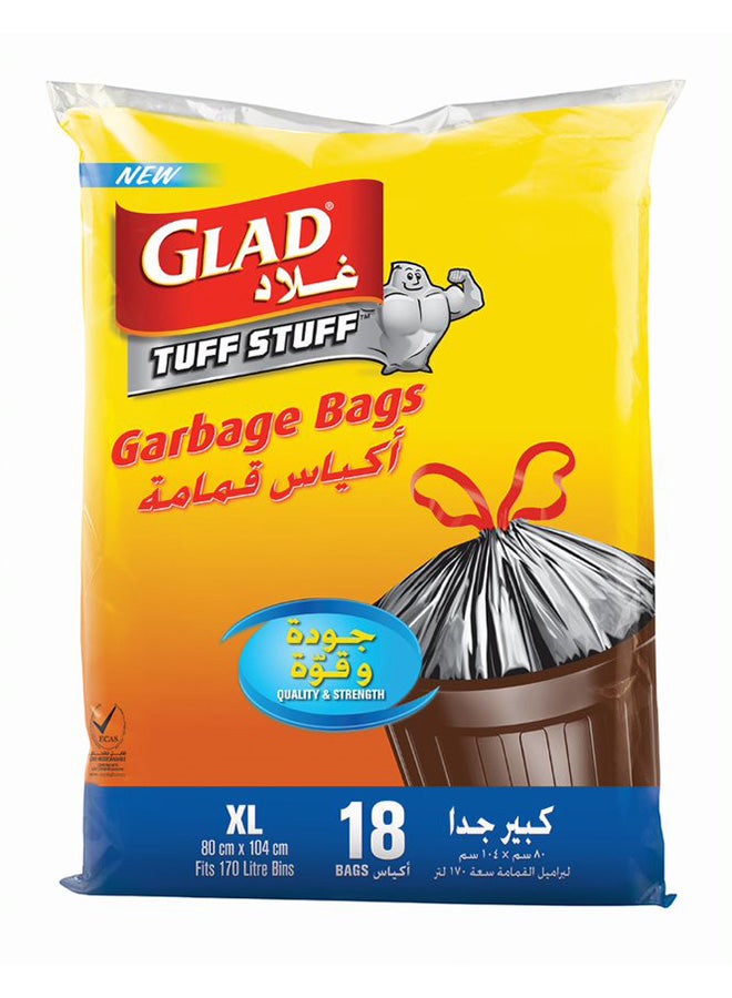 Glad - Tuff Stuff Garbage X-Large Bags 170 Litres 18 count Black 80x104cm - Image 1