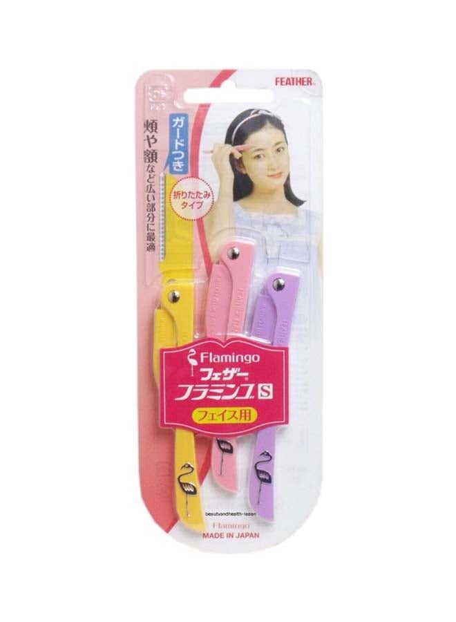 Feather - 3-Piece Flamingo Foldable Face Razor Multicolour - Image 1