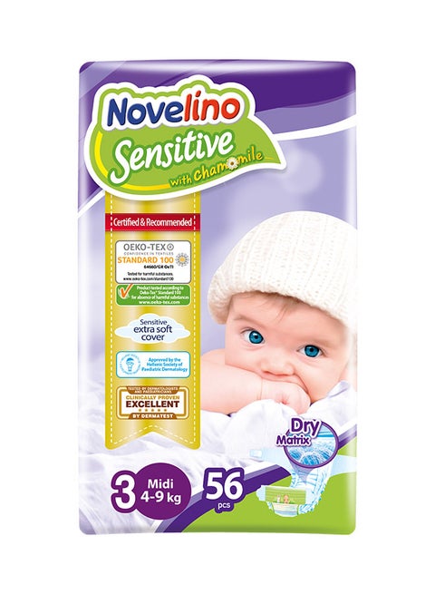 Sensitive Dry Matrix Diaper, Size 3 Midi (4-9 kg)