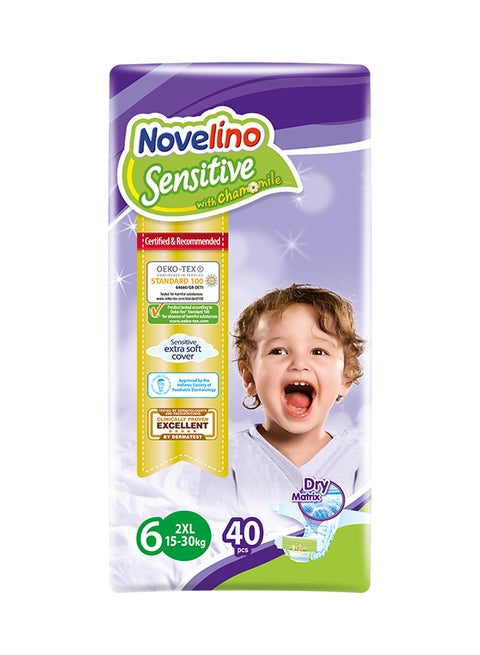 Sensitive Dry Matrix Diapers, Size 6, Extra Large (15-30 kg), 40 Count