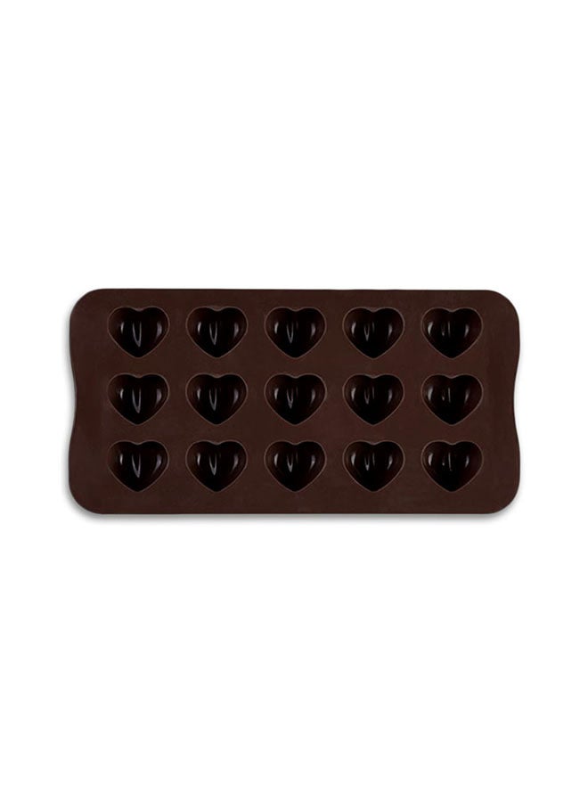 15-Slot Heart Shaped Chocolate Mould Brown 20.5x10.3x1centimeter - v1602170976/N20116977A_1