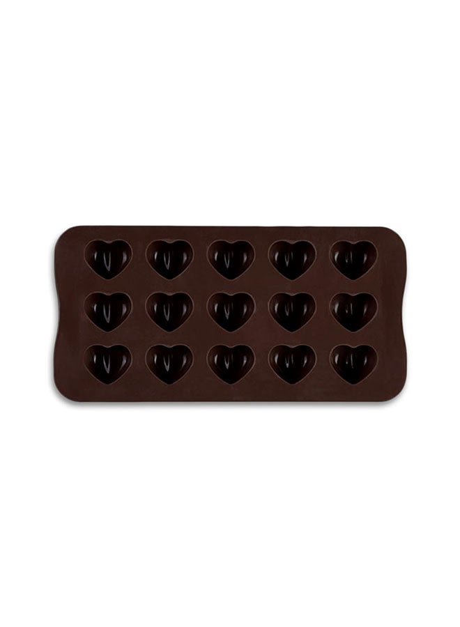 15-Slot Heart Shaped Chocolate Mould Brown 20.5x10.3x1cm - Image 1