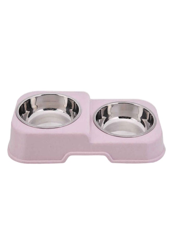 Sharpdo Removable Dual Pet Feeding Bowl Pink/Silver - Image 1