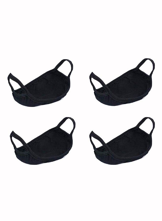 Dr. Adorable 4-Piece Face Mouth Mask Cotton Breathable Anti-Dust Earloop Protective Mask Elastic Strap Dual Layer Flu Mask Fashion Health Care, Black, Unisex - Image 1