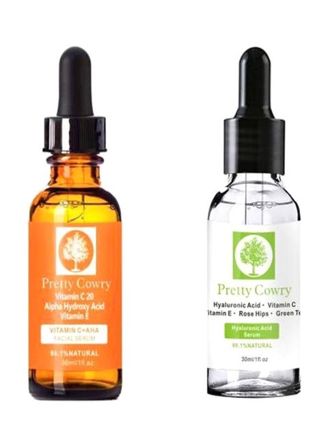 2-Piece Vitamin C Facial Serum And Hyaluronic Acid Serum Set 30ml