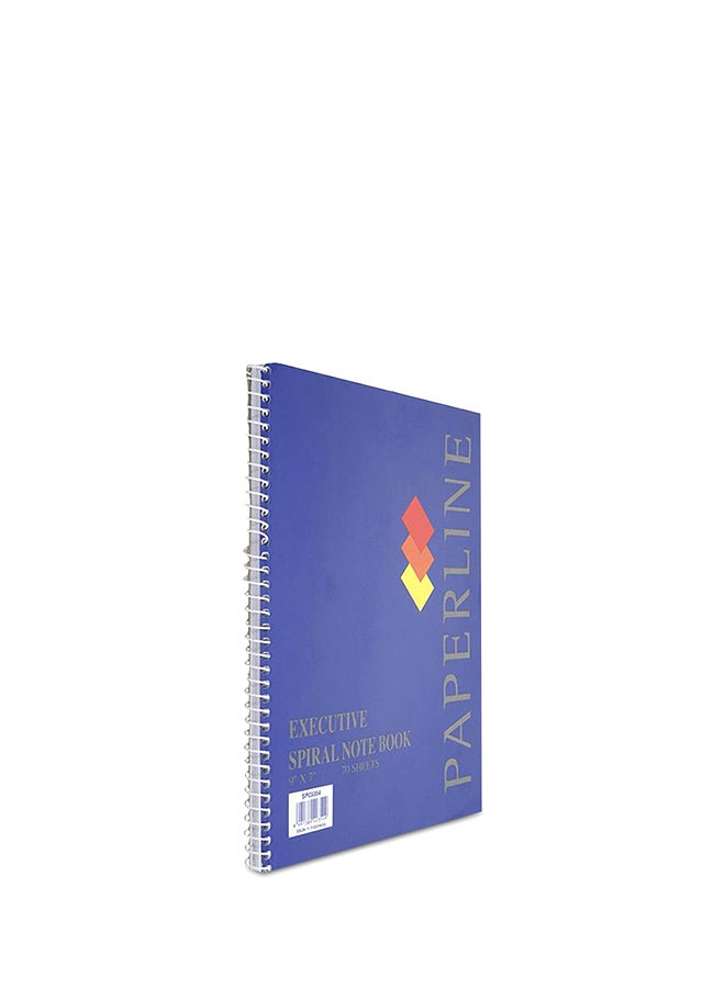 paperline Executive Spiral Bound Ruled Notebook,70 Sheets Blue/White