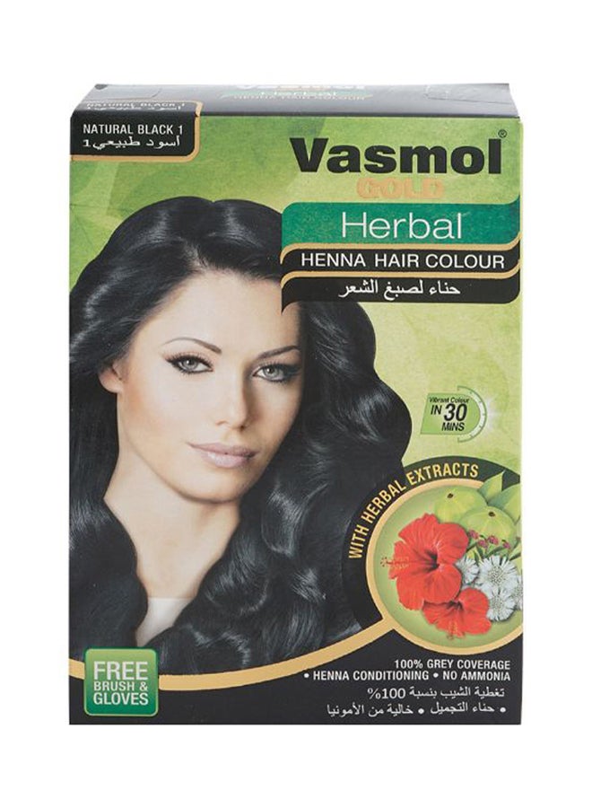 Vasmol Herbal Henna Hair Colour 1 Natural Black 60grams  - Image 1