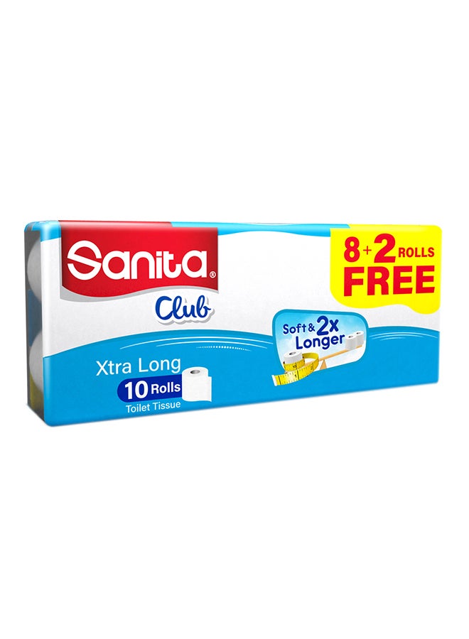 Sanita 2 Ply Toilet Tissue Plain Pack of 10 White  - Image 1