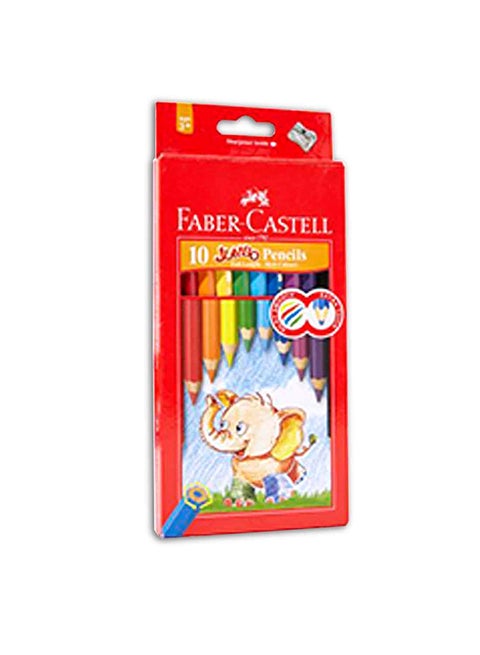10-Piece Jumbo Extra Thick Colour Pencils With Sharpener Multicolour